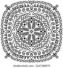 Abstract ethnic  art mandala on black and white.