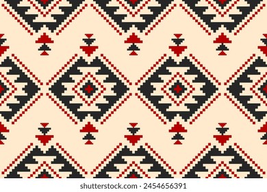 Abstract ethnic Aztec style. Ethnic geometric seamless pattern in tribal. American, Mexican style. Design for background, illustration, fabric, clothing, carpet, textile, batik, embroidery.