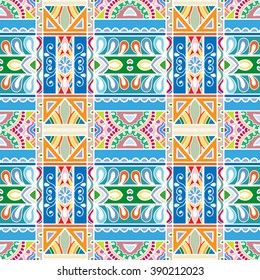 Abstract ethnic background, seamless geometric pattern. Hand drawn fabric texture, arabic, indian, ottoman ornament, doodle vector illustration. 