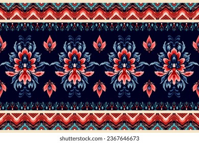 Abstract ethnic border paisley pattern. Aztec fabric motif mandalas textile decor wallpaper. Tribal native carpet boho African American traditional embroidery vector background 