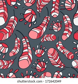 Abstract ethnic bright  objects seamless patterns with flowers,plumage.