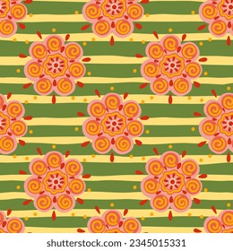 Abstract ethnic bud flower seamless pattern. Stylized floral botanical wallpaper. For fabric design, textile print, wrapping paper, cover. Vector illustration