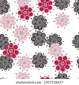 Abstract ethnic bud flower seamless pattern. Stylized floral botanical wallpaper. For fabric design, textile print, wrapping paper, cover. Vector illustration
