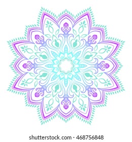 Abstract ethnic colored mandala ornamental pattern. Unique oriental style hand drawn design elements.