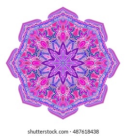 Abstract ethnic colored mandala ornamental pattern. Unique oriental style hand drawn design elements. templates for your designs.