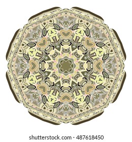 Abstract ethnic colored mandala ornamental pattern. Unique oriental style hand drawn design elements. templates for your designs.