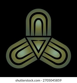 Abstract ethnic decorative element from ancient Dania. Truckle motif. Sacred Norse symbol. Black and white silhouette.