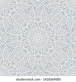 Abstract ethnic floral seamless pattern