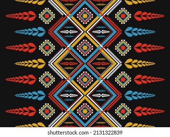 Abstract ethnic flower art. geometric oriental seamless pattern traditional. Tribal style striped. Design for background, wallpaper, vector illustration, fabric, clothing, batik, carpet, embroidery.