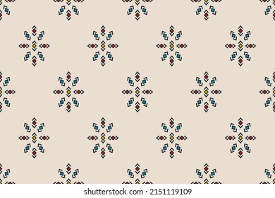 Abstract ethnic flower background. Geometric ethnic seamless pattern traditional. Design for wallpaper, vector illustration, fabric, clothing, carpet, textile, batik, embroidery.