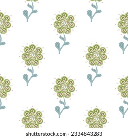 Resumen de un patrón sin fisuras de flores étnicas. Papel mural floral estilizado. Para el diseño de tejidos, impresión textil, papel de envoltura, cubierta. Ilustración del vector