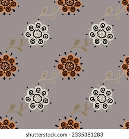 Abstract ethnic flower seamless pattern. Stylized floral botanical wallpaper. For fabric design, textile print, wrapping paper, cover. Vector illustration