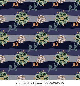 Abstract ethnic flower seamless pattern. Stylized floral botanical wallpaper. For fabric design, textile print, wrapping paper, cover. Vector illustration