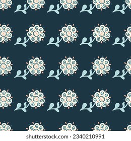 Abstract ethnic flower seamless pattern. Stylized floral botanical wallpaper. For fabric design, textile print, wrapping paper, cover. Vector illustration