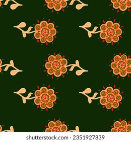 Resumen de un patrón sin fisuras de flores étnicas. Papel mural floral estilizado. Para el diseño de tejidos, impresión textil, papel de envoltura, cubierta. Ilustración del vector