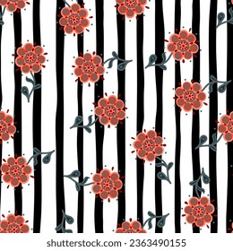Abstract ethnic flower seamless pattern. Stylized floral botanical wallpaper. For fabric design, textile print, wrapping paper, cover. Vector illustration