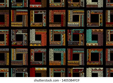 Abstract ethnic frames, seamless pattern for your design