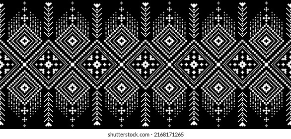 Abstract ethnic geometric black and white pattern Design for fabric,curtain,background,carpet, wallpaper,clothing,wrapping,lacing,weaving,embroidery,fabric,textiles,vector,pattern,illustration vector.