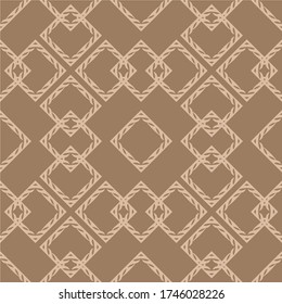 Abstract Ethnic Geometric Decorative Shape Brown Monochrome Seamless Pattern Background Wallpaper. Pattern for Textile, fabric, paper, print, interior, decor and more.