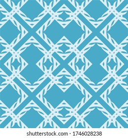 Abstract Ethnic Geometric Decorative Shape Blue Monochrome Seamless Pattern Background Wallpaper. Pattern for Textile, fabric, paper, print, interior, decor and more.
