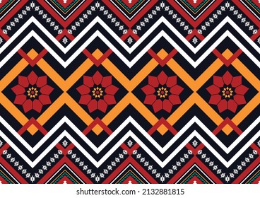 Abstract ethnic geometric flower pattern design pattern for background,fabric,wrapping,clothing,carpet,wallpaper,clothing,wrapping,batik,fabric