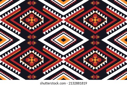 Abstract ethnic geometric flower pattern design pattern for background,fabric,wrapping,clothing,carpet,wallpaper,clothing,wrapping,batik,fabric