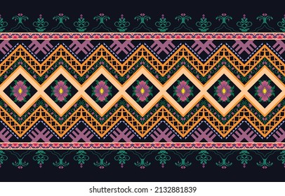 Resumen de patrones de flores geométricas étnicas para el fondo, tela, envoltura, ropa, alfombra, papel pintado, ropa, prendas de vestir, batik, tela