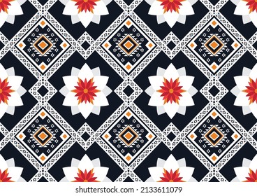 Abstract ethnic geometric flower pattern design pattern for background,fabric,wrapping,clothing,carpet,wallpaper,clothing,wrapping,batik,fabric