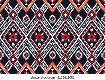 Abstract ethnic geometric flower pattern design pattern for background,fabric,wrapping,clothing,carpet,wallpaper,clothing,wrapping,batik,fabric