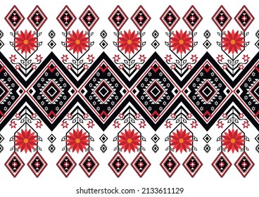 Abstract ethnic geometric flower pattern design pattern for background,fabric,wrapping,clothing,carpet,wallpaper,clothing,wrapping,batik,fabric