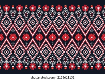 Abstract ethnic geometric flower pattern design pattern for background,fabric,wrapping,clothing,carpet,wallpaper,clothing,wrapping,batik,fabric