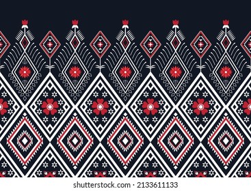 Abstract ethnic geometric flower pattern design pattern for background,fabric,wrapping,clothing,carpet,wallpaper,clothing,wrapping,batik,fabric