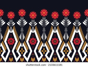 Resumen de patrones de flores geométricas étnicas para el fondo, tela, envoltura, ropa, alfombra, papel pintado, ropa, prendas de vestir, batik, tela