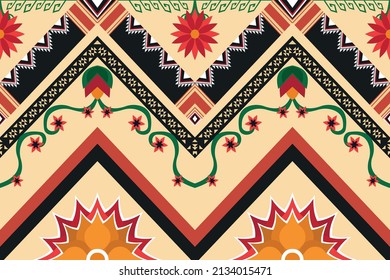 Abstract ethnic geometric flower pattern design pattern for background,fabric,wrapping,clothing,carpet,wallpaper,clothing,wrapping,batik,fabric