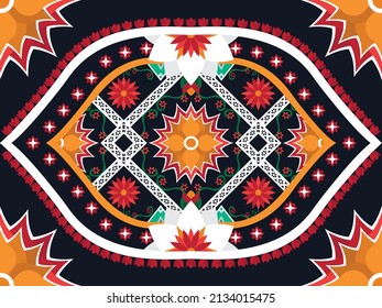 Abstract ethnic geometric flower pattern design pattern for background,fabric,wrapping,clothing,carpet,wallpaper,clothing,wrapping,batik,fabric
