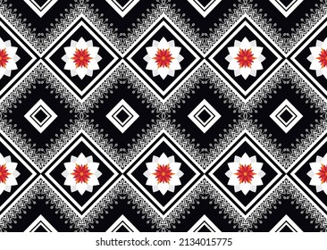 Resumen de patrones de flores geométricas étnicas para el fondo, tela, envoltura, ropa, alfombra, papel pintado, ropa, prendas de vestir, batik, tela