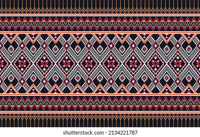 Abstract ethnic geometric flower pattern design pattern for background,fabric,wrapping,clothing,carpet,wallpaper,clothing,wrapping,batik,fabric