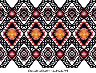 Abstract ethnic geometric flower pattern design pattern for background,fabric,wrapping,clothing,carpet,wallpaper,clothing,wrapping,batik,fabric