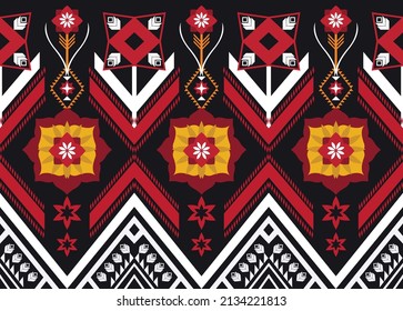 Abstract ethnic geometric flower pattern design pattern for background,fabric,wrapping,clothing,carpet,wallpaper,clothing,wrapping,batik,fabric