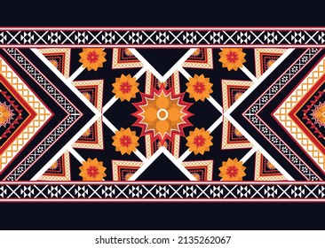 Abstraktes, ethnisch geometrisches Blumenmuster Muster für Hintergrund, Stoff, Umhüllung, Kleidung, Teppich, Tapeten, Kleidung, Umhüllung, Batik, Stoff