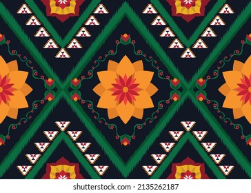 Resumen de patrones de flores geométricas étnicas para el fondo, tela, envoltura, ropa, alfombra, papel pintado, ropa, prendas de vestir, batik, tela