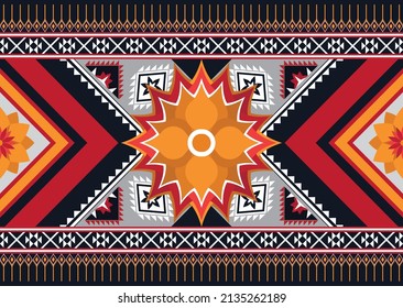 Abstract ethnic geometric flower pattern design pattern for background,fabric,wrapping,clothing,carpet,wallpaper,clothing,wrapping,batik,fabric