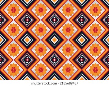 Resumen de patrones de flores geométricas étnicas para el fondo, tela, envoltura, ropa, alfombra, papel pintado, ropa, prendas de vestir, batik, tela