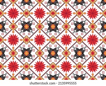 Abstract ethnic geometric flower pattern design pattern for background,fabric,wrapping,clothing,carpet,wallpaper,clothing,wrapping,batik,fabric
