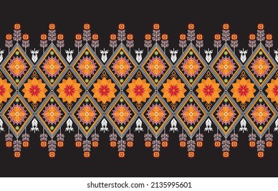 Abstract ethnic geometric flower pattern design pattern for background,fabric,wrapping,clothing,carpet,wallpaper,clothing,wrapping,batik,fabric