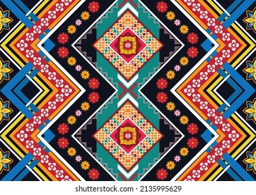 Abstract ethnic geometric flower pattern design pattern for background,fabric,wrapping,clothing,carpet,wallpaper,clothing,wrapping,batik,fabric