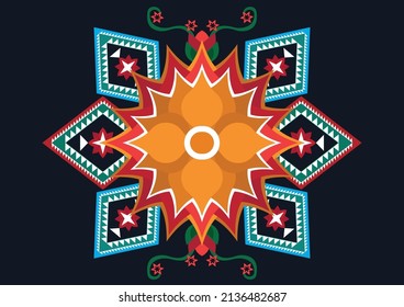 Abstract ethnic geometric flower pattern design pattern for background,fabric,wrapping,clothing,carpet,wallpaper,clothing,wrapping,batik,fabric