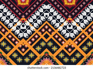 Abstract ethnic geometric flower pattern design pattern for background,fabric,wrapping,clothing,carpet,wallpaper,clothing,wrapping,batik,fabric