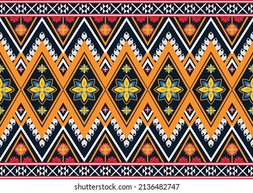 Resumen de patrones de flores geométricas étnicas para el fondo, tela, envoltura, ropa, alfombra, papel pintado, ropa, prendas de vestir, batik, tela