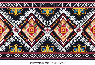 Resumen de patrones de flores geométricas étnicas para el fondo, tela, envoltura, ropa, alfombra, papel pintado, ropa, prendas de vestir, batik, tela